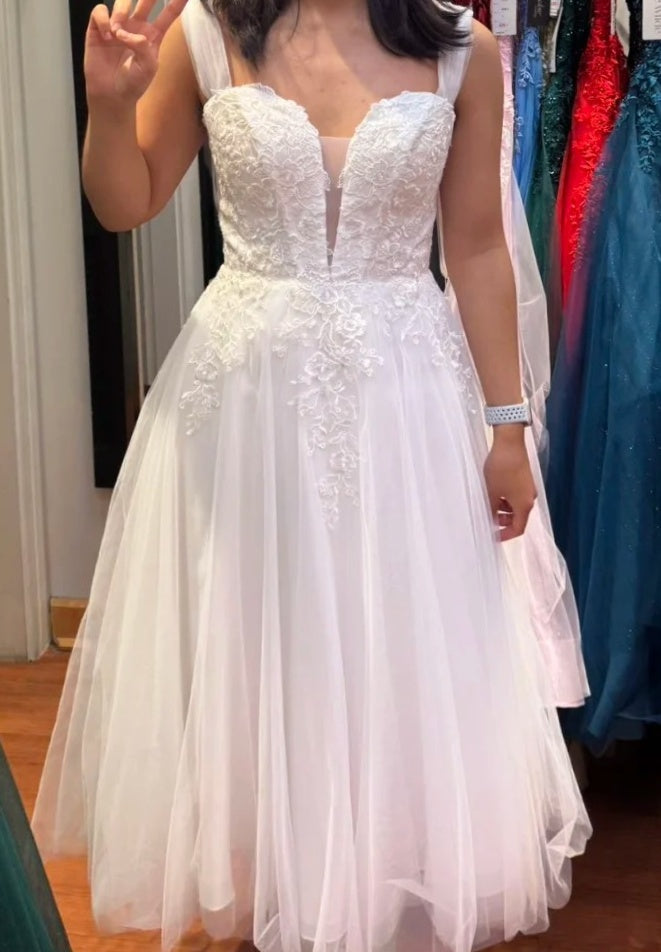 Pretty Prom Dress White Staps Tulle Pleated Birthday Party Outfits Gala Gown Evening Dresses   D4948