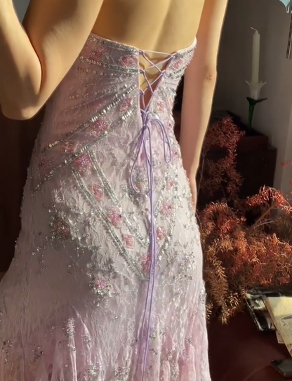 Chic Prom Dress Strapless Beading Evening Dresses Gala Gown Cocktail Outfits       D4969