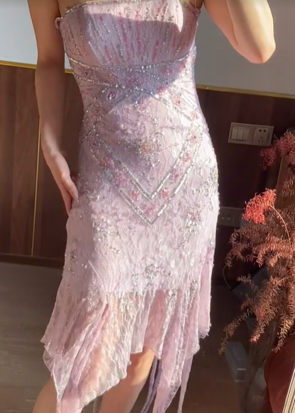 Chic Prom Dress Strapless Beading Evening Dresses Gala Gown Cocktail Outfits       D4969