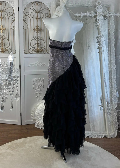 Charming Prom Dress Strapless Pleated Tulle Evening Dress Gala Gown Cocktail Outfits       D4973