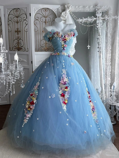Stunning Ball Gown Off Shoulder Pleated Tulle Evening Gala Gown Prom Dresses Sweet 16th Dress      D4974