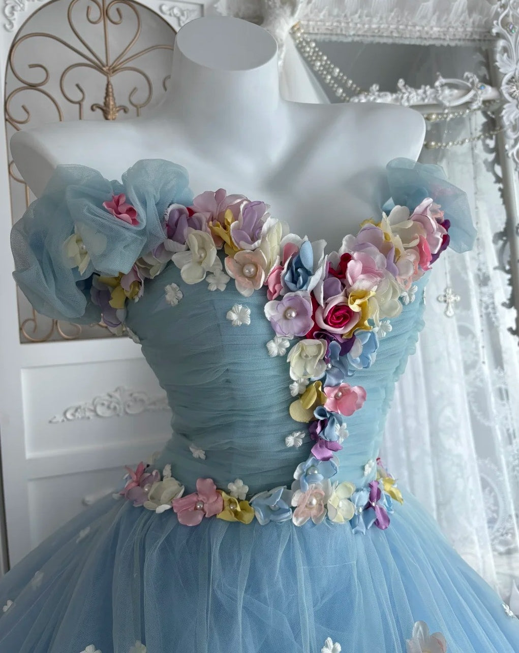 Stunning Ball Gown Off Shoulder Pleated Tulle Evening Gala Gown Prom Dresses Sweet 16th Dress      D4974
