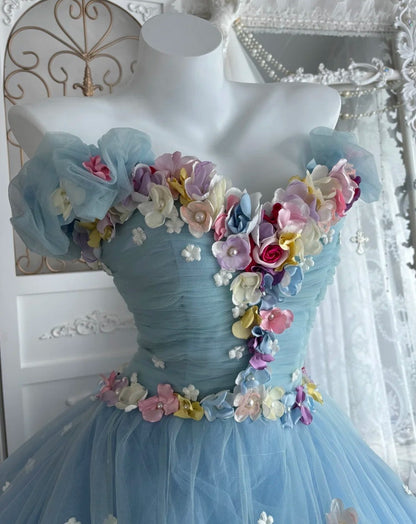 Stunning Ball Gown Off Shoulder Pleated Tulle Evening Gala Gown Prom Dresses Sweet 16th Dress      D4974