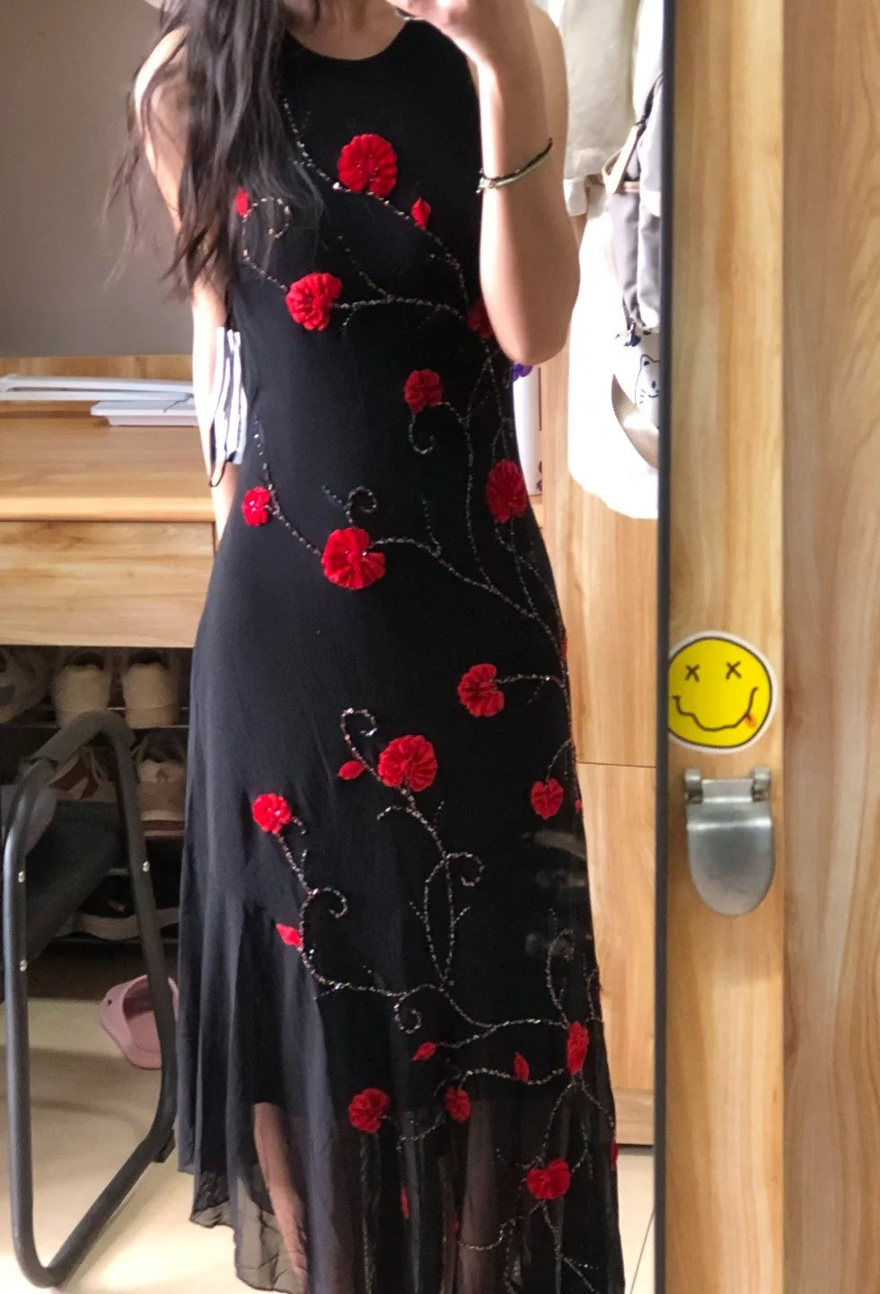 Chic Prom Dress Black Crew Neck Beading Evening Dress Gala Gown Cocktail Outfits       D4975