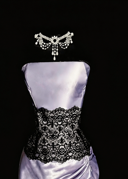 Elegant Homecoming Dress Strapless Lace Back to School Outfits Party Dress  D6542