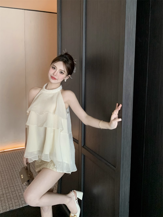 Simple Fashion Beige Beading Design A-line Party Dress Homecoming Dress, D1397
