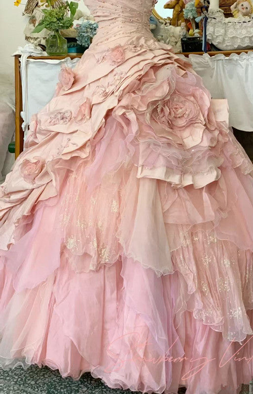 Pink A Line Princess Quinceanera Dress Ball Gown Sweet 16 Dresses