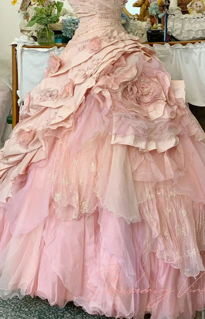 Pink A Line Princess Quinceanera Dress Ball Gown Sweet 16 Dresses