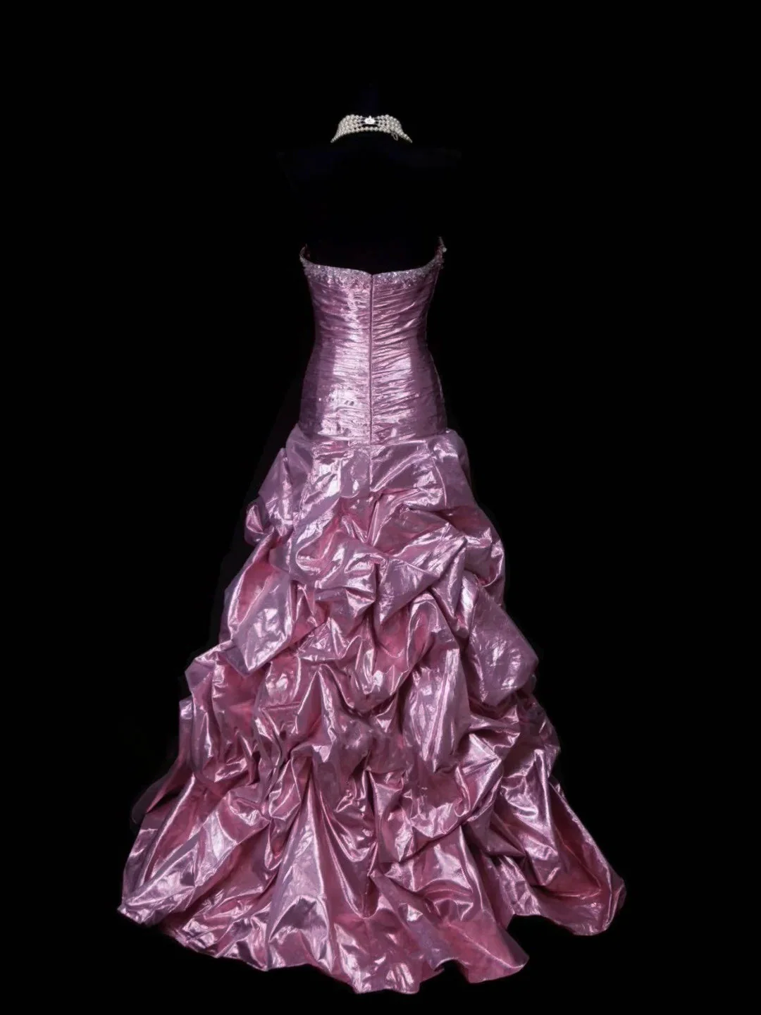 Pretty Princess Sweetheart Neck Candy Pink Satin Pleated Birthday Prom Dresses Evening Dress SP1599