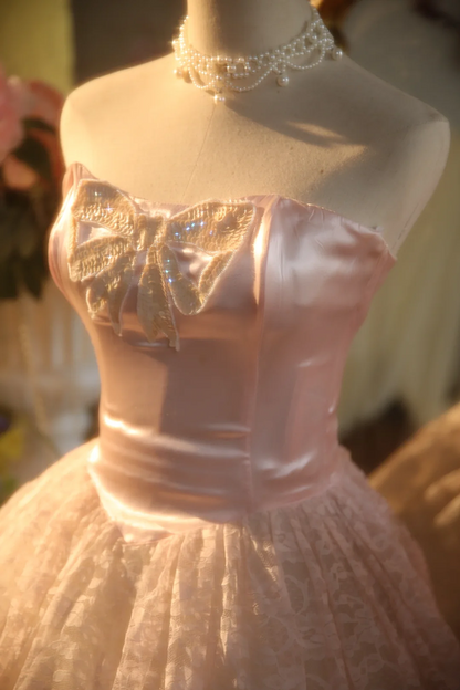 Light pink strapless fitted waist ball gown/bridal dress R7261