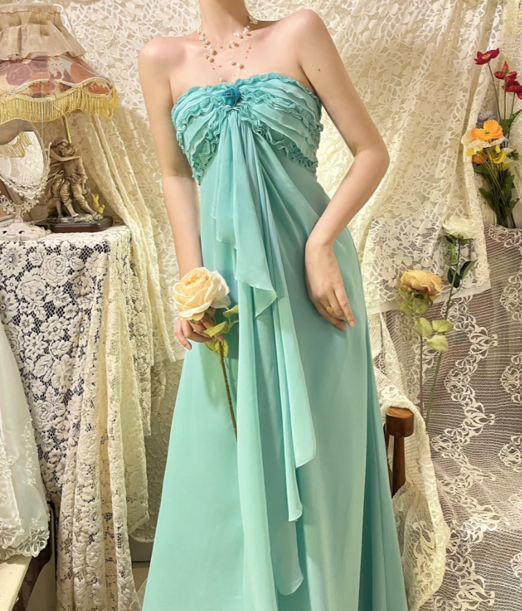 Glamorous Strapless Light Pink Satin Embroidered Flowers Mermaid Long Party Dress Formal Wedding Guest Dress With Beaded D21117