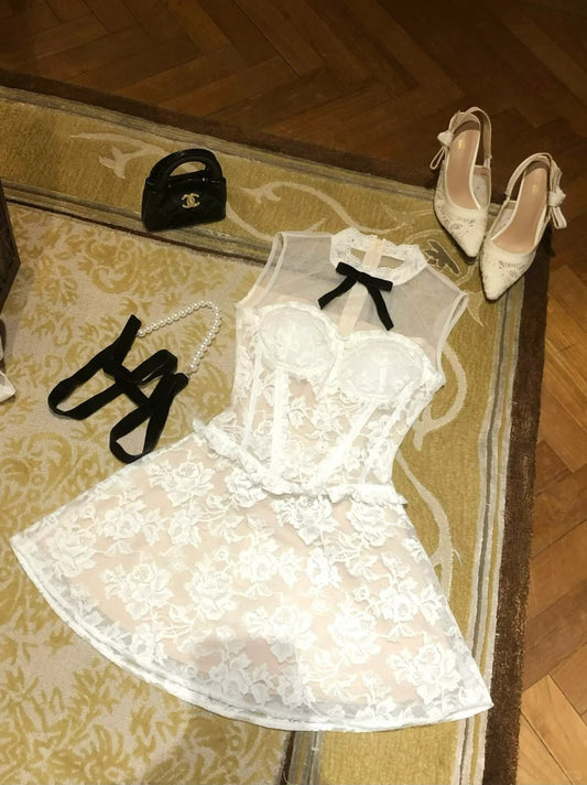 Elegant Homecoming Dress Jewel Lace Dress Back to School Outfits Party Dress  D6400