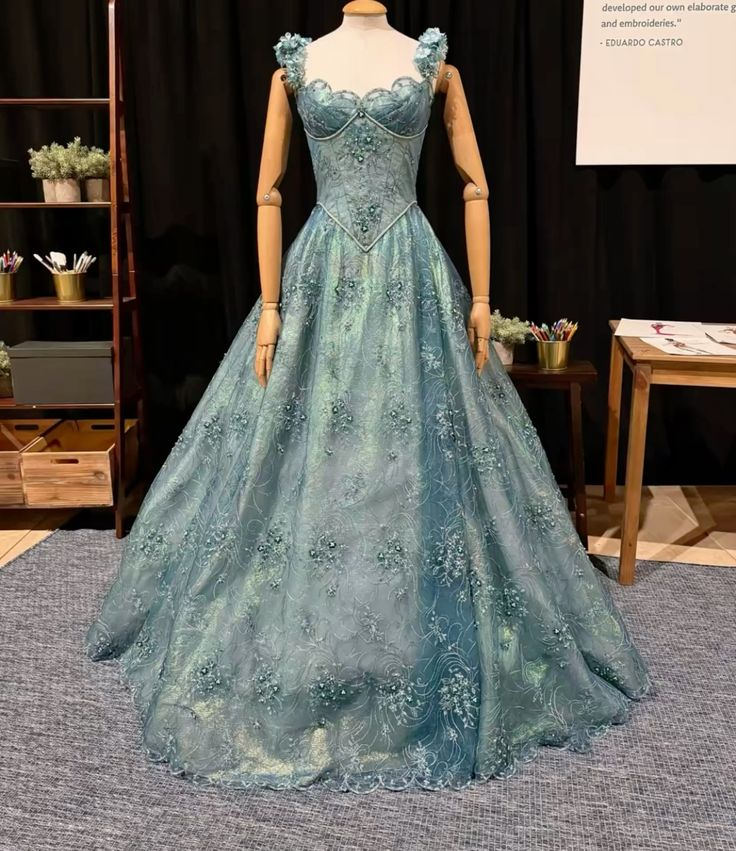 Shiny Blue Sweetheart Neck Satin Tulle Beaded Ball Gown Princess Quinceanera Dress