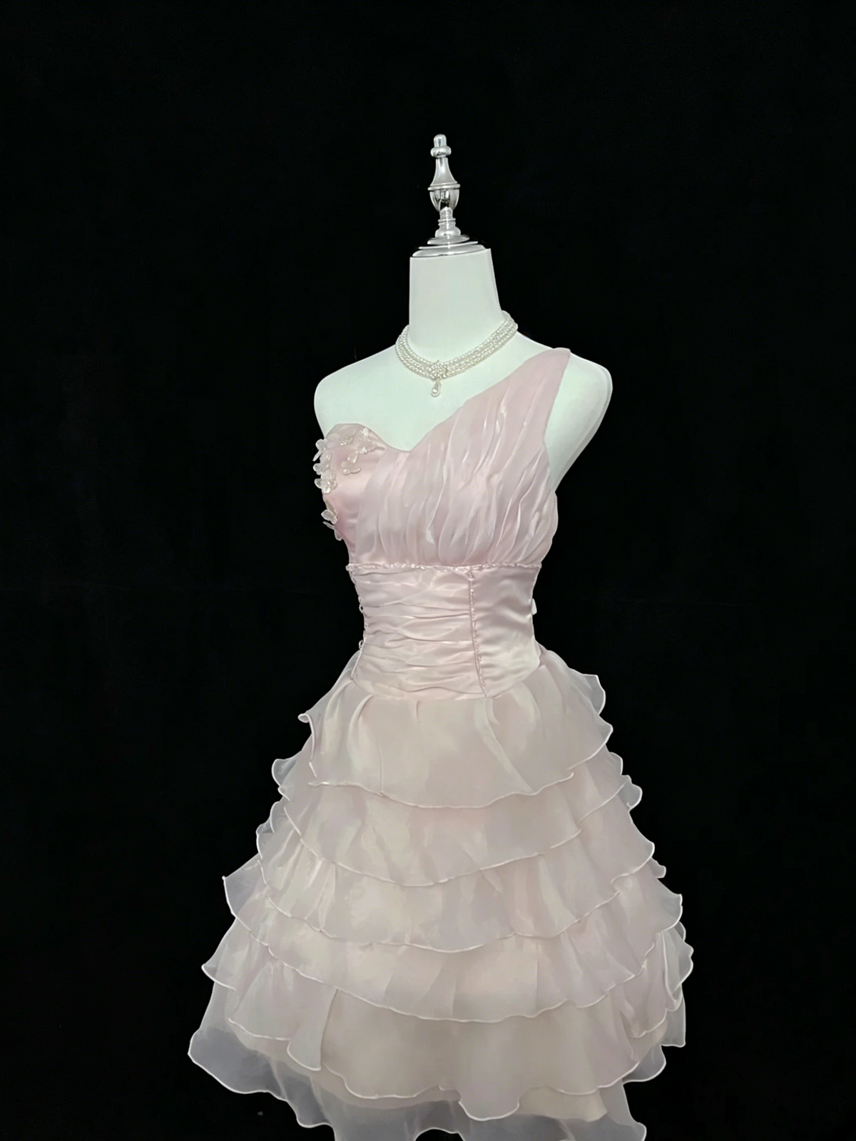 Chic Homecoming Dress One Shoulder Tulle Cascade Prom Dress Back to School Outfits Party Dress  D6138