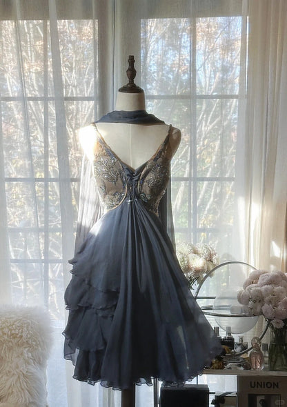 Pretty Homecoming Dress V Neck Tulle Dress Back to School Outfits Party Dress  D6432