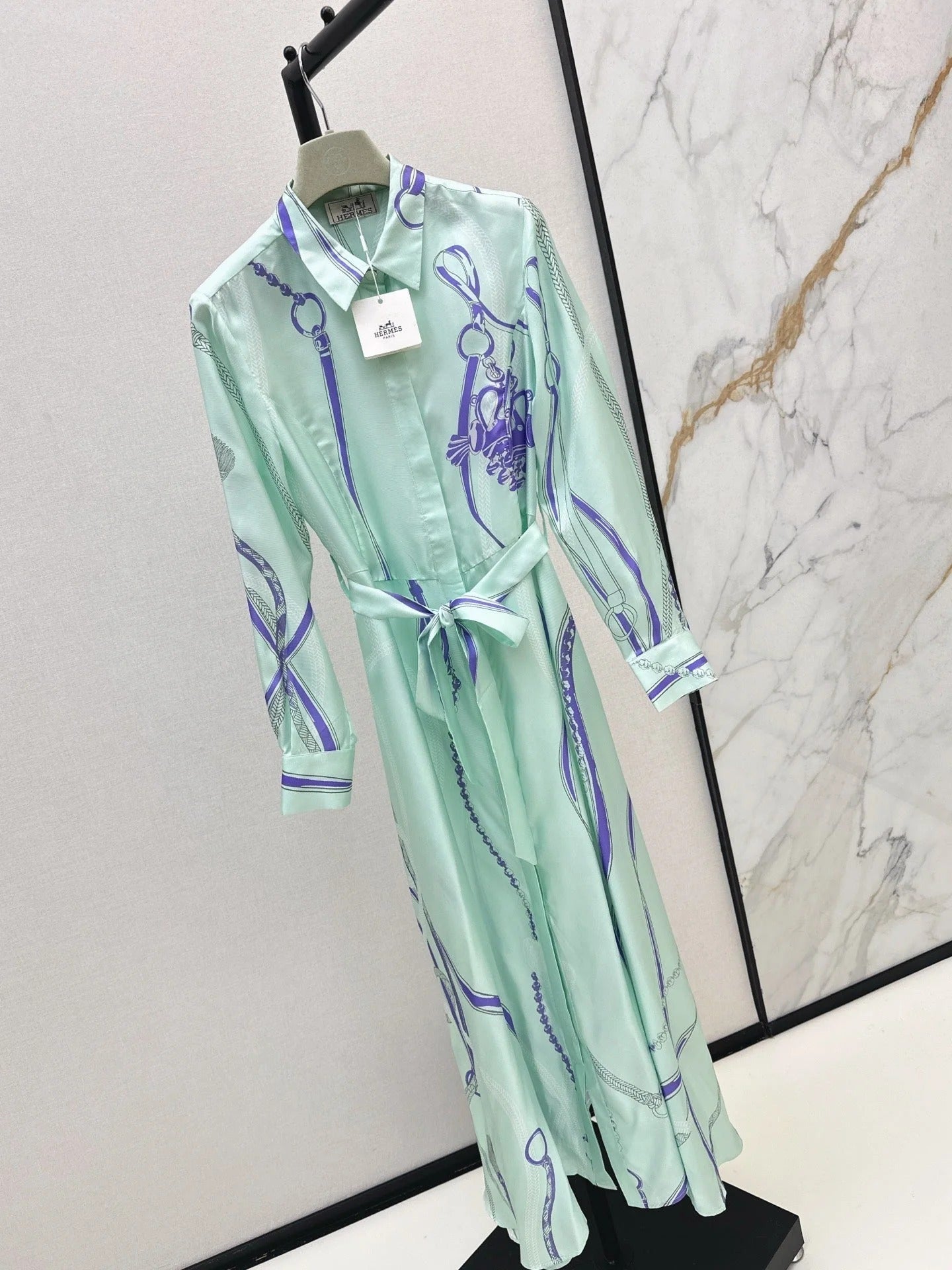 HERMES 25S LONG SILK DRESS 022