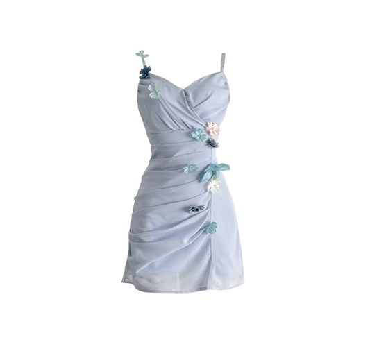 Flower dress women summer 2025 new design holiday dress suspender dress short skirt R0073
