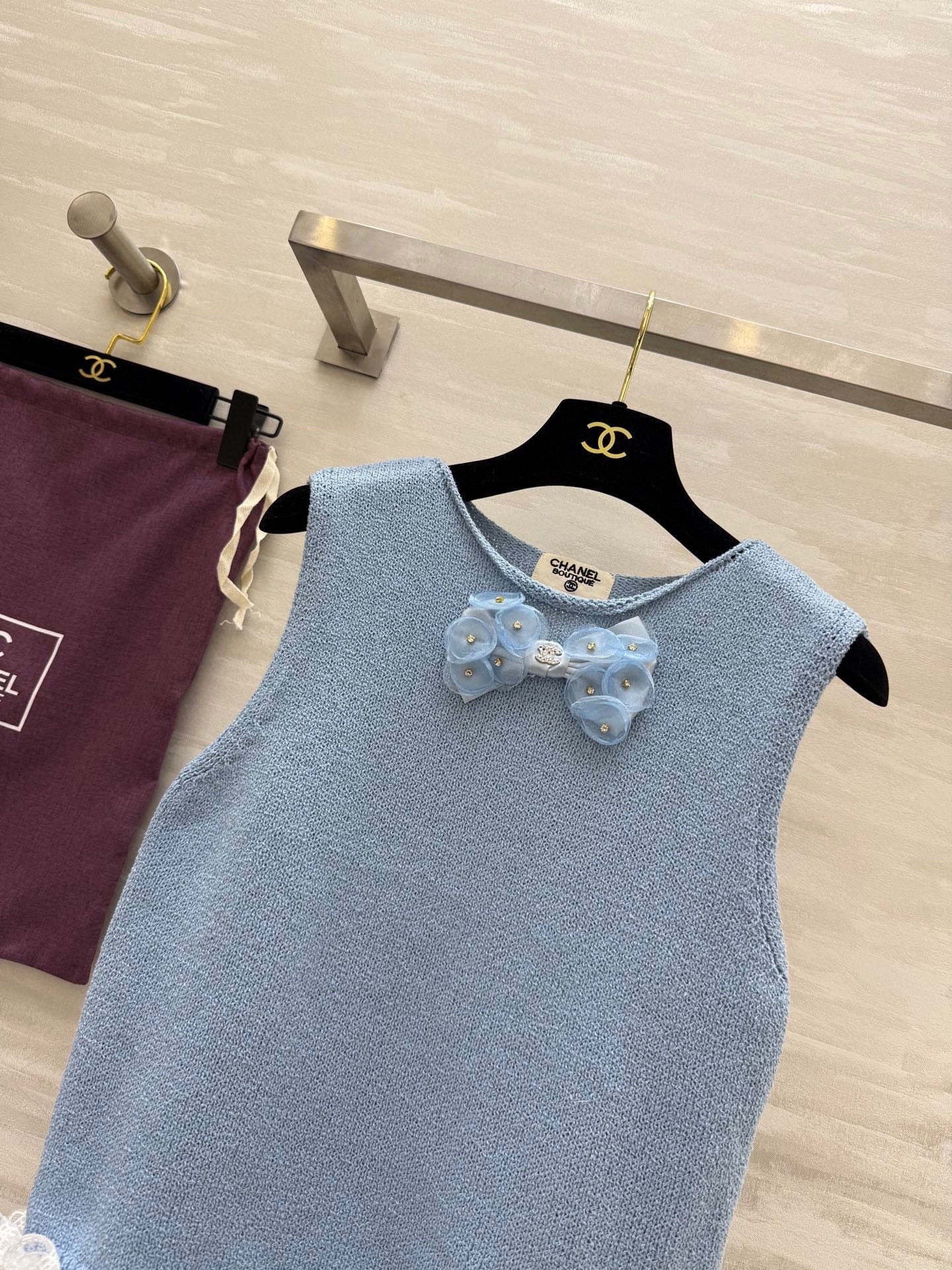 CC Patchwork Lace T-shirt Blue Cashmere