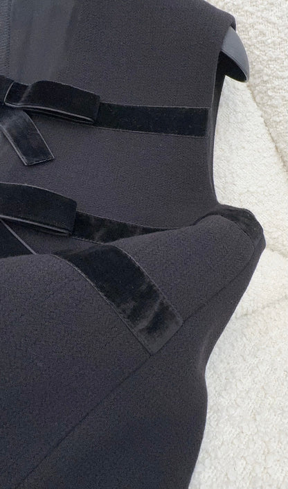 Prada Bow Dress Black Wool