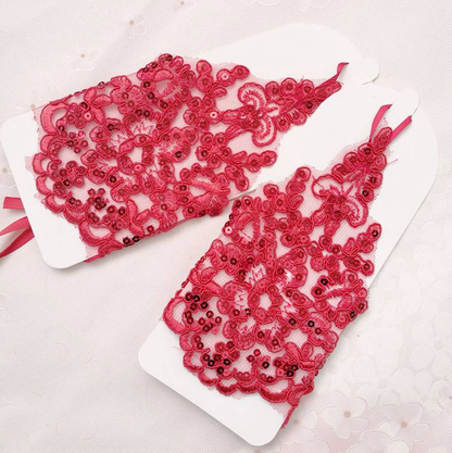 Lace diamond children's wedding dress flower girl dress girl performance dance gloves decoration     S6231