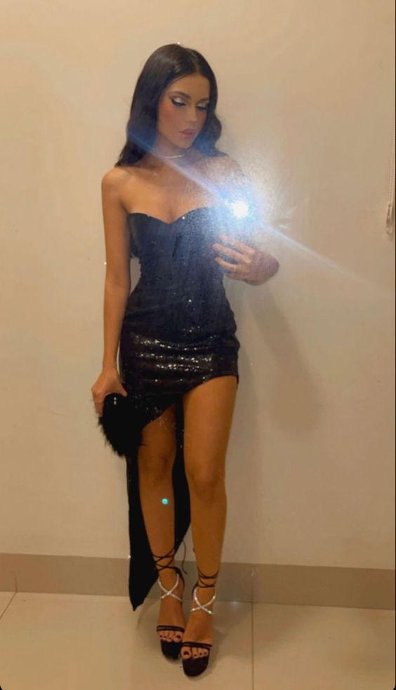 Black Sequin Prom Dresses Black Evening Gown