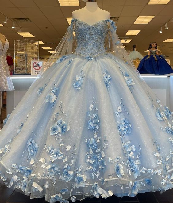 Blue quinceañera dress Ball Gown Prom Dresses Evening Gown