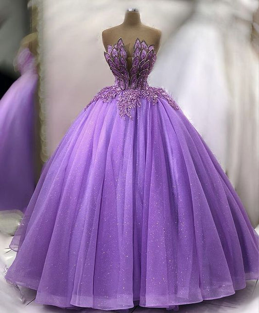 Purple Ball Gown Prom Dresses Long Sexy Prom Dress