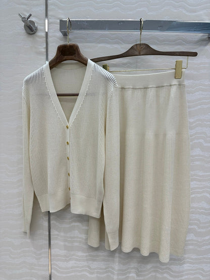 LP CREAM KNIT MIDI SKIRT