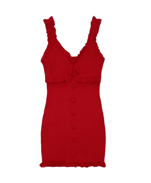 Sweet and spicy knitted hip skirt slim fit ear-edge dress design short skirt R0115