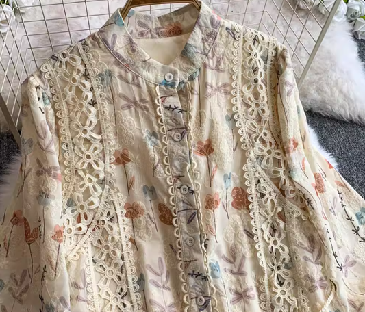 Gentle style lady temperament stand collar dress new style embroidered lace waist slim long skirt R0312