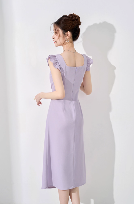 French style purple dress new hot style design temperament long skirt R4218