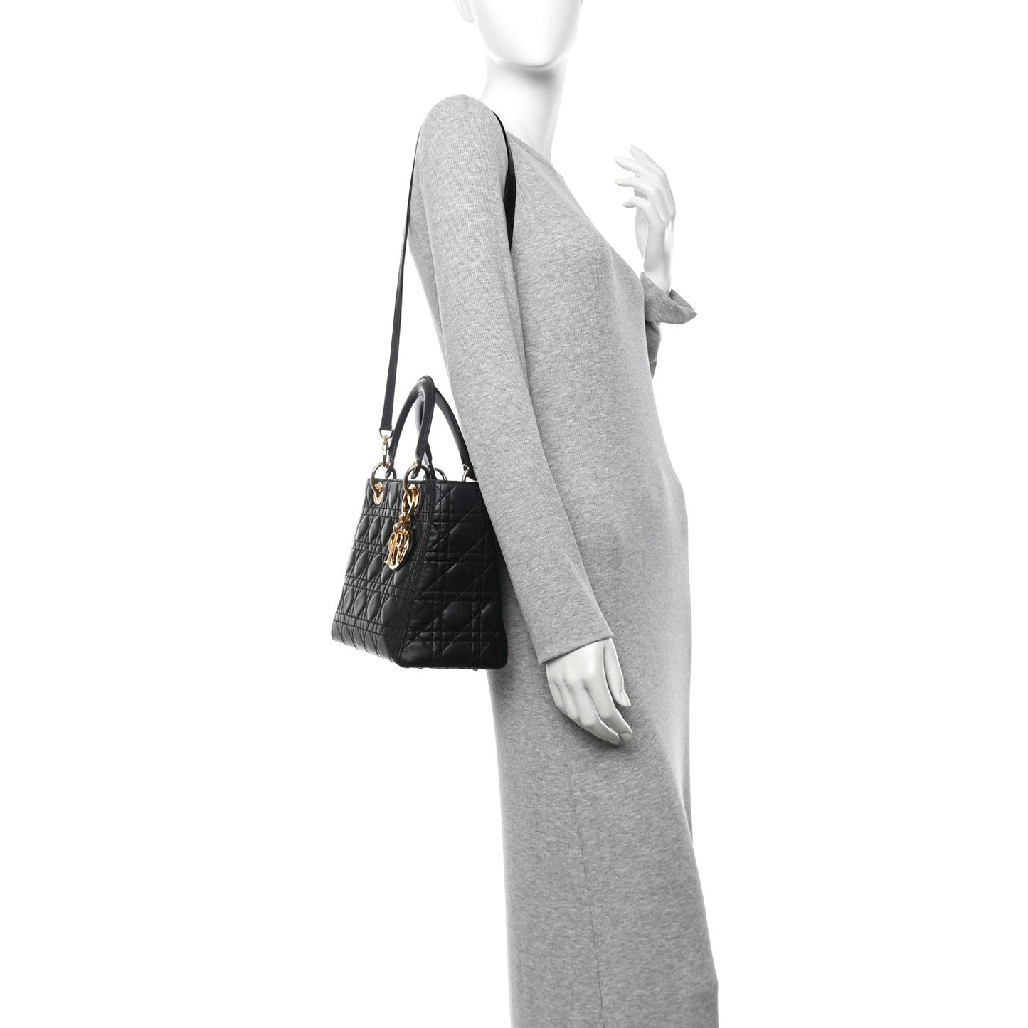 Lambskin Cannage Medium Lady Dior Black