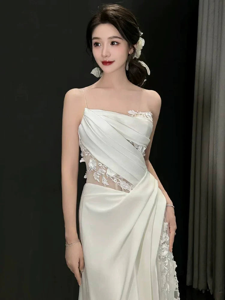White Tulle Lace Long Wedding Dress Princess Bridal Gown