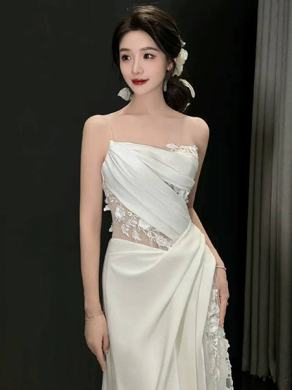 White Tulle Lace Long Wedding Dress Princess Bridal Gown