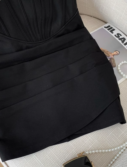 Black hot girl sexy tube top dress female 2025 new temperament pure desire hip dress R3948