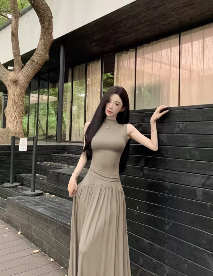 Maillard outfit suit, mature style, fashionable and stylish sleeveless top and skirt, two-piece suit R0481