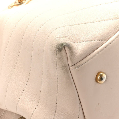 Calfskin Elaphe Stitched Large Chevron Chic Shopping Bag Beige