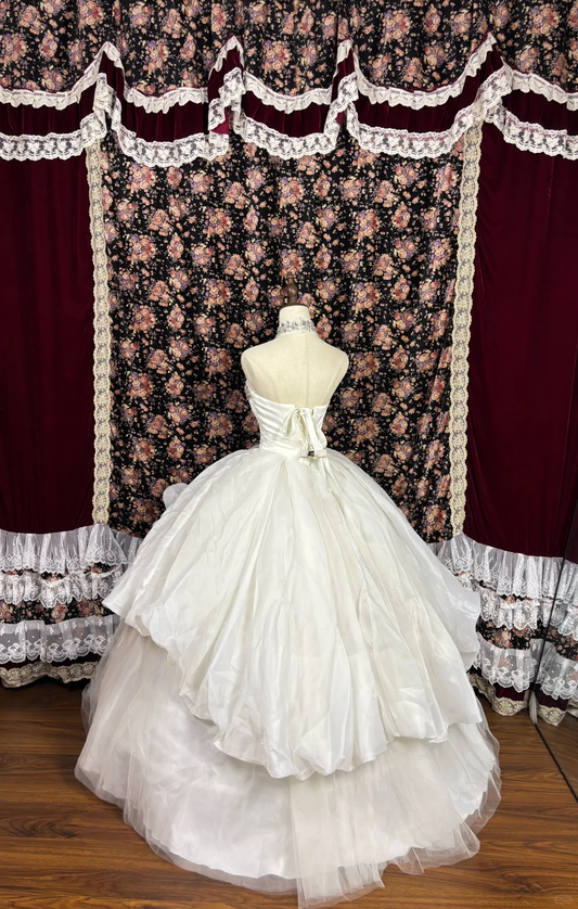 Retro Beading Strapless A-Line Tulle Quinceanera Dresses Sweet 17 Birthday Ball Gowns, D1428