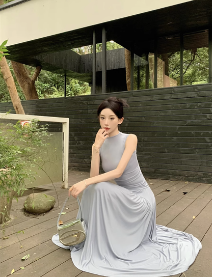 Maillard outfit suit, mature style, fashionable and stylish sleeveless top and skirt, two-piece suit R0481