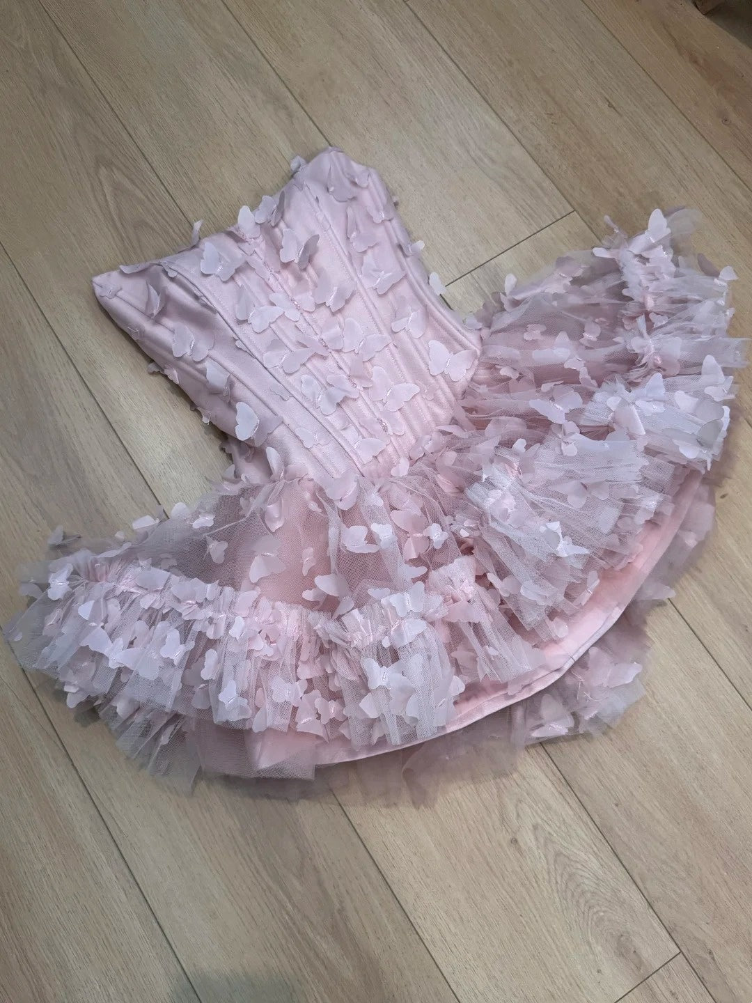 Sweet Homecoming Dress Strapless Butterfly Short Prom Dress Back to School Outfits Birthday Party Dress  D5029