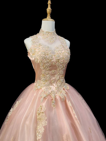 Elegant Ball Gown Crew Neck Tulle Applique Quinceanera Dress Evening Dress 18th Birthday Prom Gown       D5067