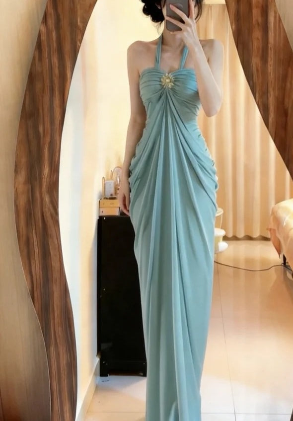 Charming Prom Dress Halter Pleated Formal Gown Evening Dress Gala Dress     D5074