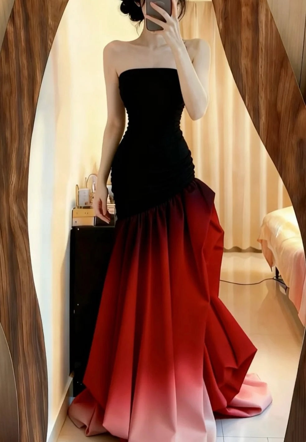 Stunning Prom Dress Ombre Strapless Mermaid Formal Gala Gown Evening Dress Birthday Party Dress     D5083
