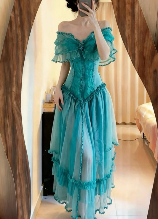 Charming Prom Dress Off Shoulder Pleated Formal Gala Gown Evening Dress Birthday Party Dress     D5084