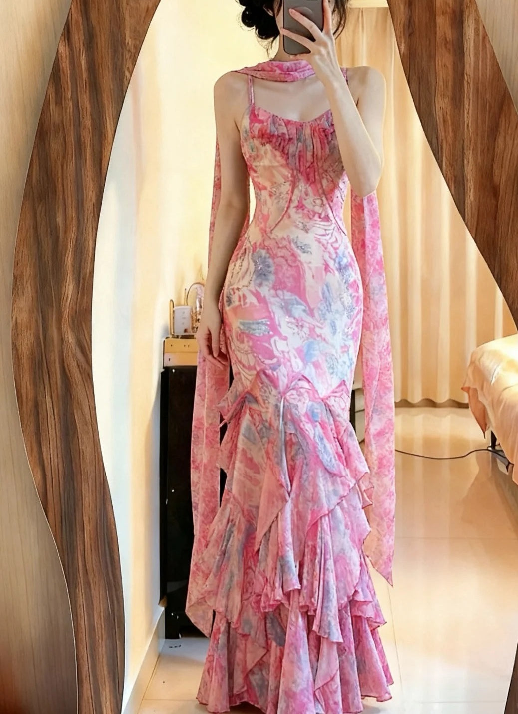Colorful Prom Dress Spaghetti Straps Pleated Mermaid Formal Gala Gown Evening Dress Party Outfits     D5086