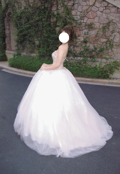 Sparkling Ball Gown Light Pink Sweetheart Tulle Evening Dress Quinceanera Dress 18th Birthday Prom Gown       D5135