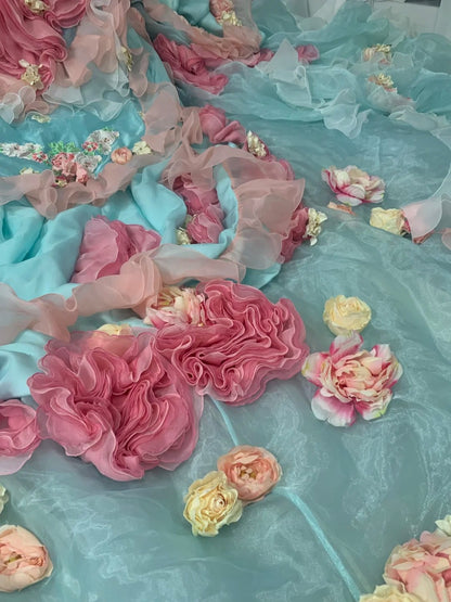 Colorful Ball Gown Strapless Floral Evening Dress Quinceanera Dress 18th Birthday Prom Gown       D5162