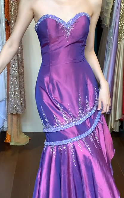 Charming Prom Dress Sweetheart Pleated Mermaid Gala Gown Fomal Evening Dress Graduation Dress     D5193