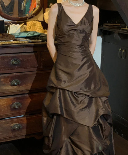 Pretty Prom Dress V-neck Pleated Gala Gown Fomal Evening Dress Birthday Party Dress     D5195