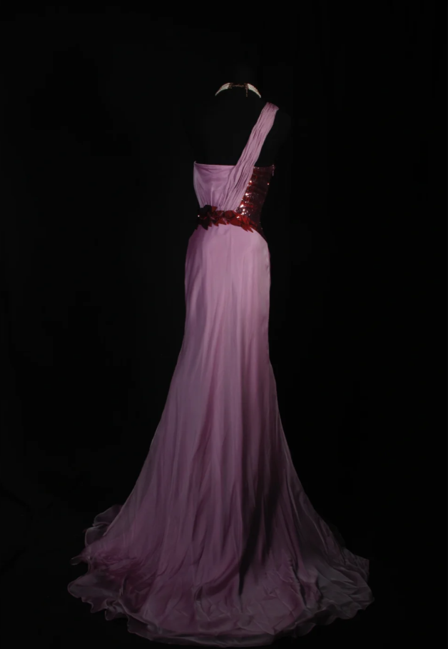 Pretty One Shoulder Chiffon Satin Mermaid Long Wedding Guest Dress Formal Birthday Party Dress With Appliques D2248